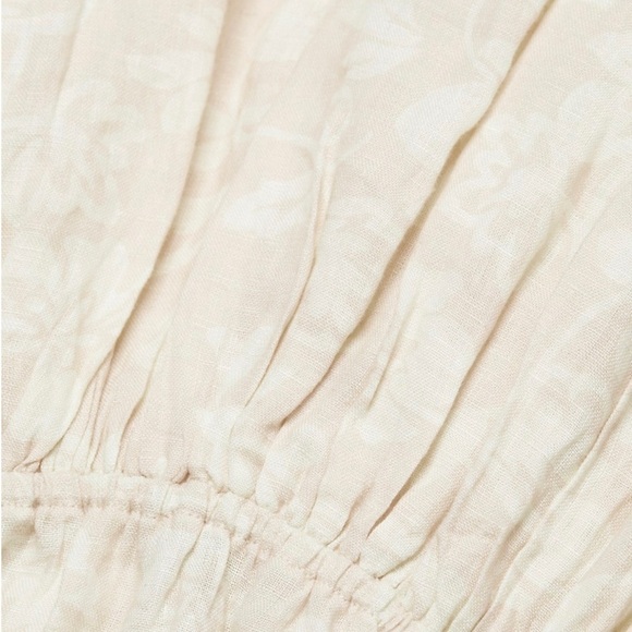 NWT RAMY BROOK Neutral Floral Linen Puff Long Sleeve Tiered Ruffle Mini Dress L - Picture 11 of 11